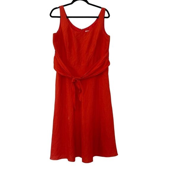 Coldwater Creek VTG Rusty Orange 100% Silk Scoop Neckline A-Line Dress - Picture 3 of 13